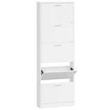 Vidaxl schoenenkast 59x17x169 cm bewerkt hout hoogglans wit