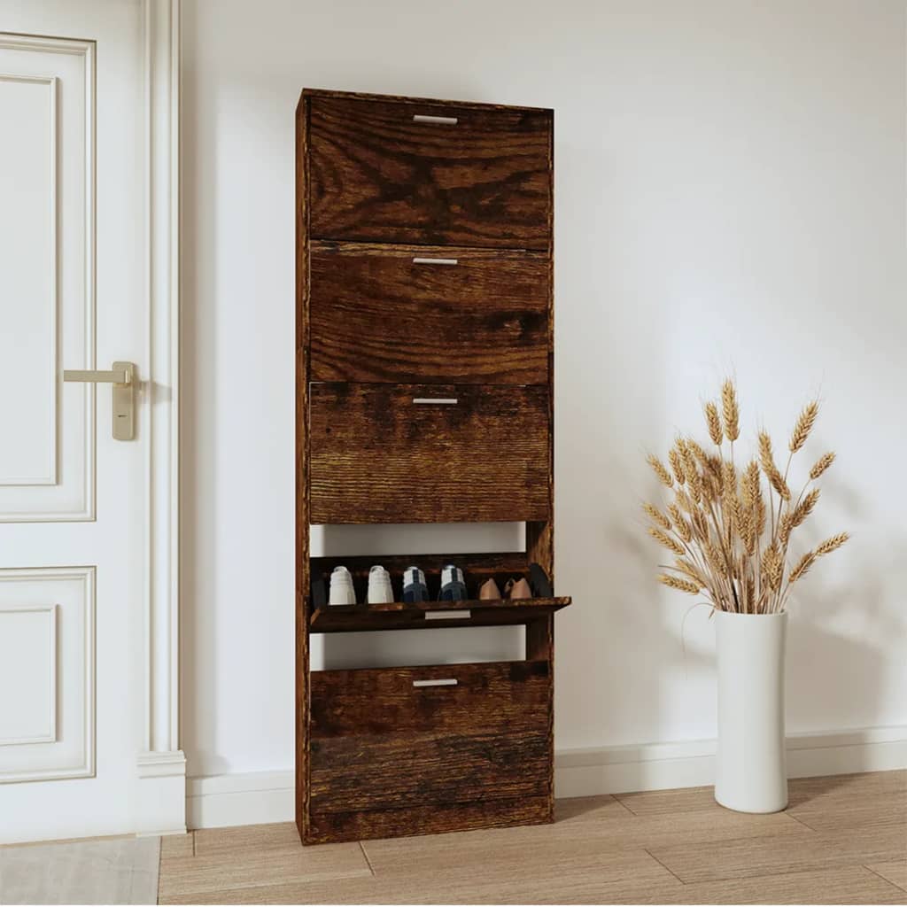 VidaXL shoe cabinet 59x17x169 cm Properted wood Smoked oak colored