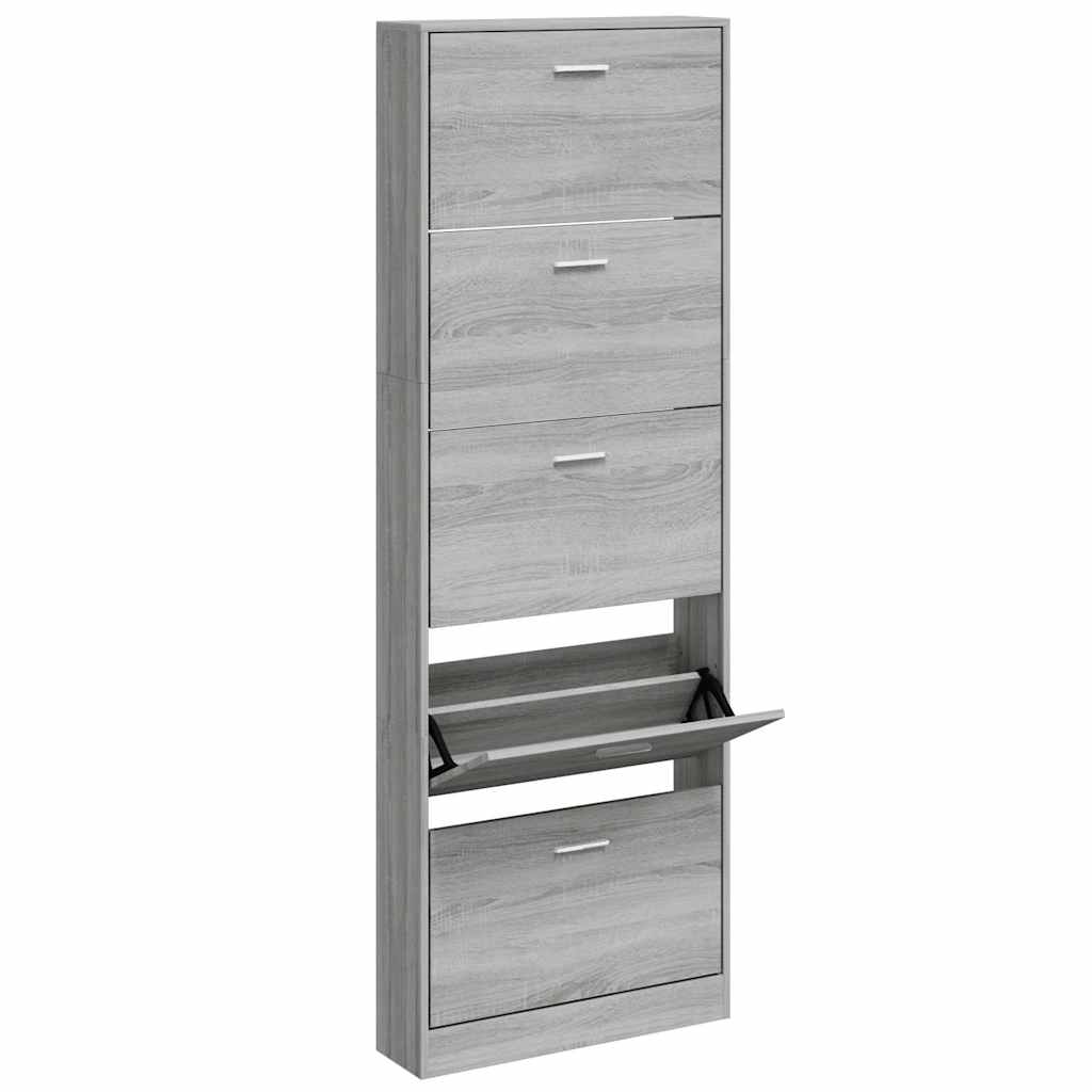 Vidaxl schoenenkast 59x17x169 cm bewerkt hout grijs sonoma eikenkleur