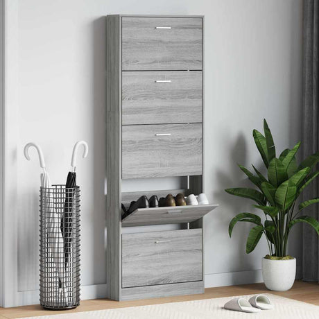 Vidaxl schoenenkast 59x17x169 cm bewerkt hout grijs sonoma eikenkleur