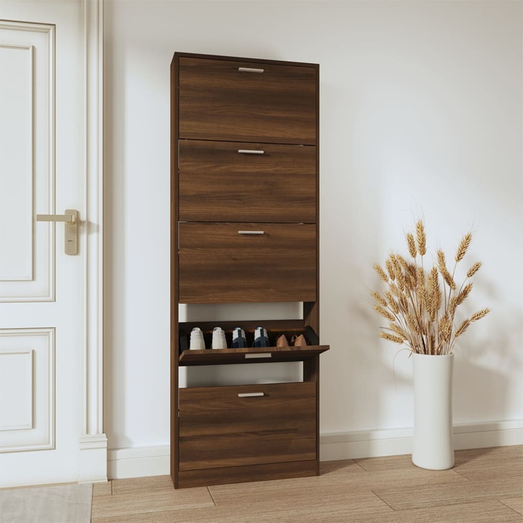 VidaXL shoe cabinet 59x17x169 cm Properted wood brown oak color