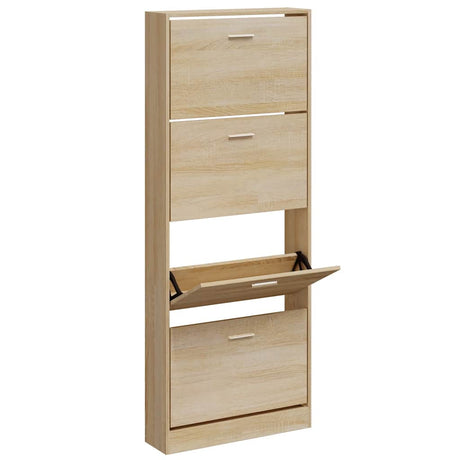Vidaxl schoenenkast 59x17x150 cm bewerkt hout eikenkleurig