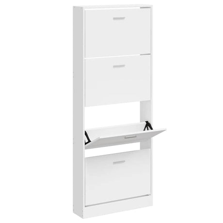 Vidaxl schoenenkast 59x17x150 cm bewerkt hout hoogglans wit