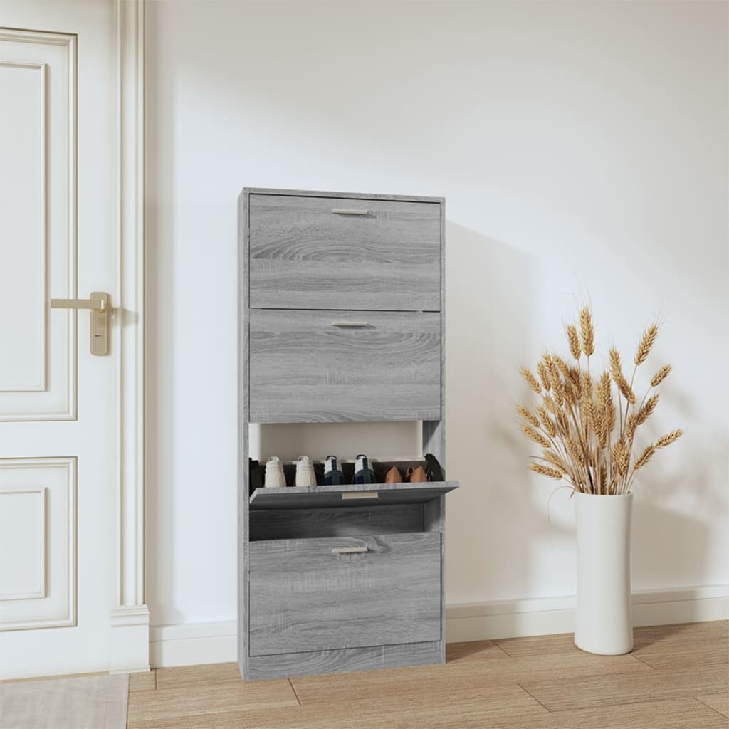 Vidaxl Shoe Cabinet 59x17x150 cm Property Wood Grey Sonoma