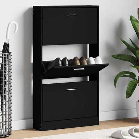 Vidaxl schoenenkast 59x17x108 cm bewerkt hout zwart