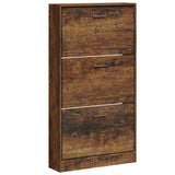 Vidaxl schoenenkast 59x17x108 cm bewerkt hout gerookt eikenkleurig