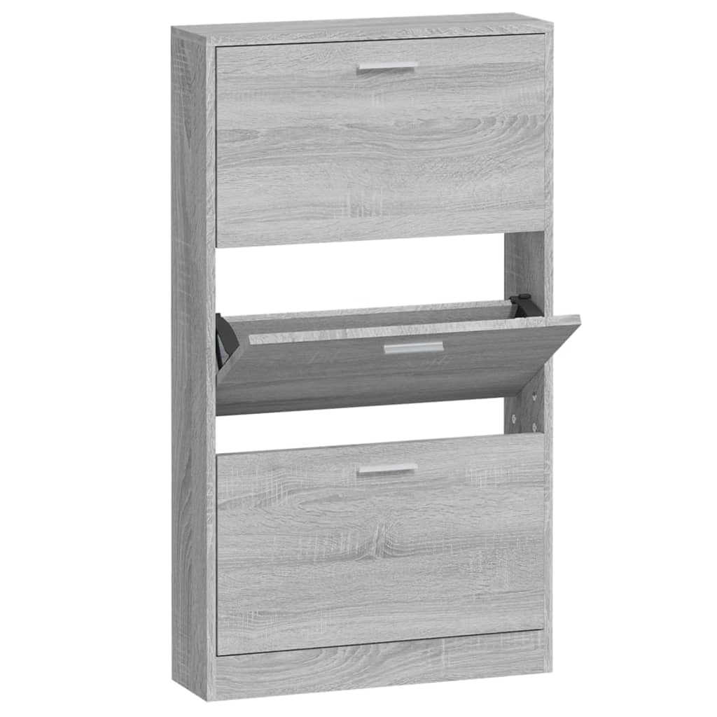 Vidaxl Cabinet da scarpe 59x17x108 cm Sonoma grigio in legno elaborato