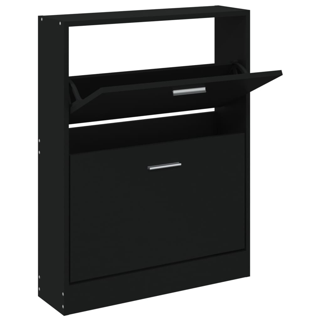 Vidaxl Cabinet da scarpe 59x17x81 cm Properped Black