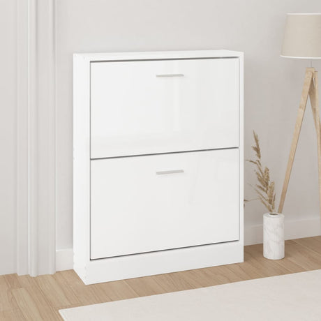 Vidaxl schoenenkast 59x17x81 cm bewerkt hout hoogglans wit