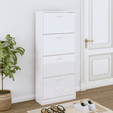 Skříňka na boty Vidaxl 63x24x147 cm Vlastní dřevo High Gloss White