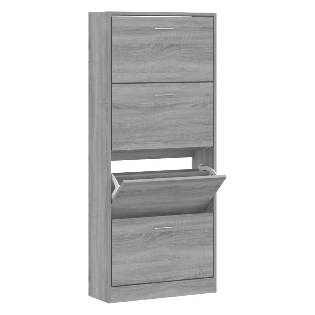 Gabinete de zapatos Vidaxl 63x24x147 cm de madera propiedad gris Sonoma