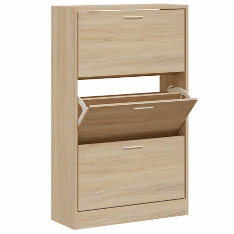 Vidaxl schoenenkast 63x24x103 cm bewerkt hout sonoma eikenkleurig
