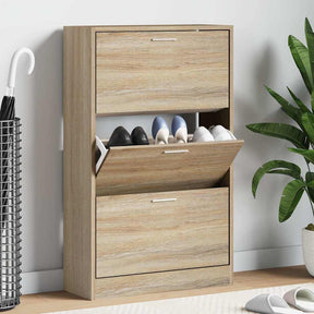 Vidaxl schoenenkast 63x24x103 cm bewerkt hout sonoma eikenkleurig