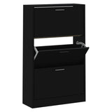 Vidaxl Shoe Cabinet 63x24x103 cm forarbejdet træ sort