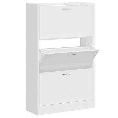 Vidaxl schoenenkast 63x24x103 cm bewerkt hout hoogglans wit
