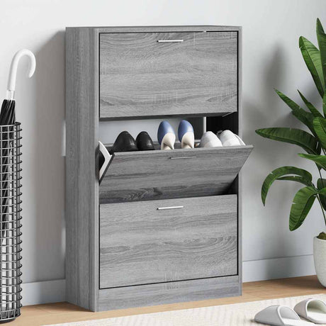 Vidaxl schoenenkast 63x24x103 cm bewerkt hout grijs sonoma