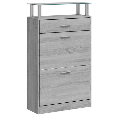 Vidaxl schoenenkast 63x24x104 cm bewerkt hout grijs sonoma eikenkleur
