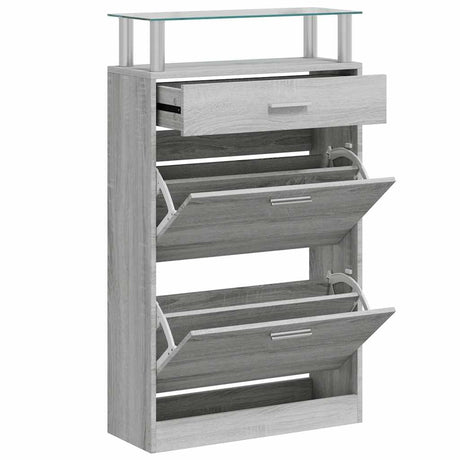 Vidaxl schoenenkast 63x24x104 cm bewerkt hout grijs sonoma eikenkleur