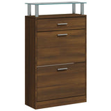 Vidaxl schoenenkast 63x24x104 cm bewerkt hout bruin eikenkleur