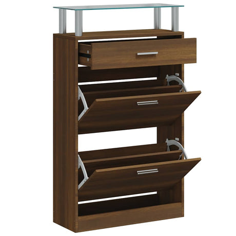Vidaxl schoenenkast 63x24x104 cm bewerkt hout bruin eikenkleur