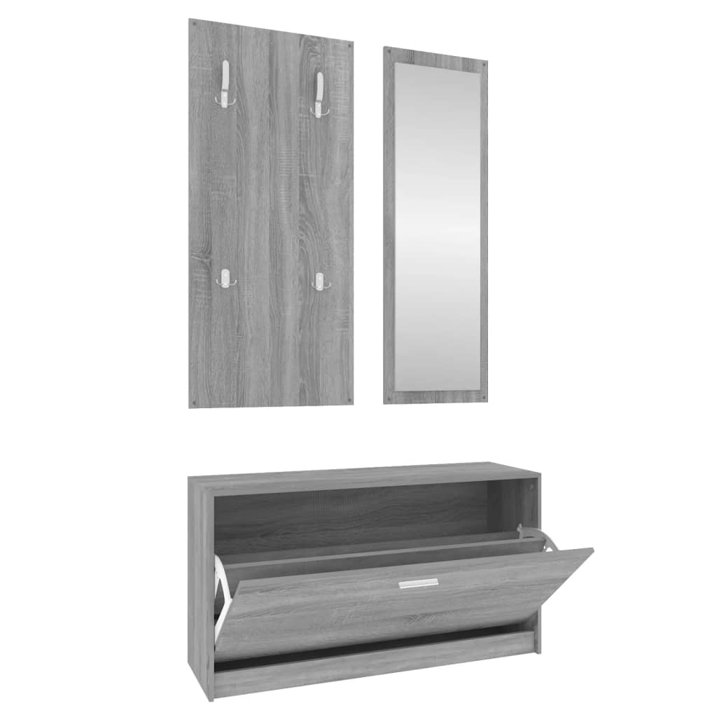 Vidaxl Shoe Cabinet Set 3-i-1 Redigeret trægrå sonoma eg