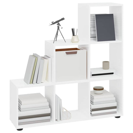 Vidaxl boekenkast trapvormig 107 cm bewerkt hout hoogglans wit