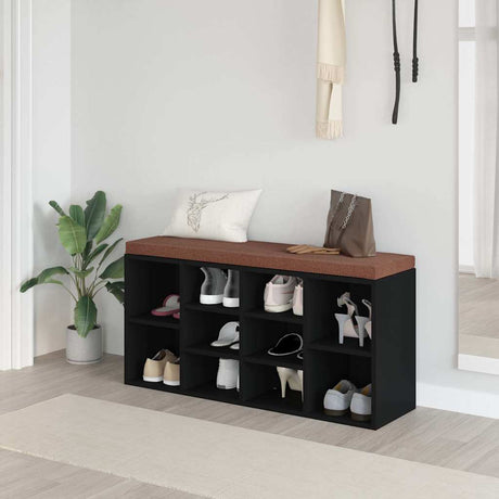 Vidaxl schoenenbank 103x30x48 cm bewerkt hout zwart