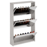 Vidaxl schoenenkast met spiegel 3-laags 63x17x102,5 cm betongrijs