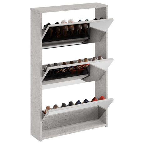 Vidaxl schoenenkast met spiegel 3-laags 63x17x102,5 cm betongrijs