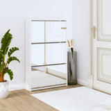 Armoire à chaussures Vidaxl avec miroir à 3 couches 63x17x102,5 cm de haut blanc