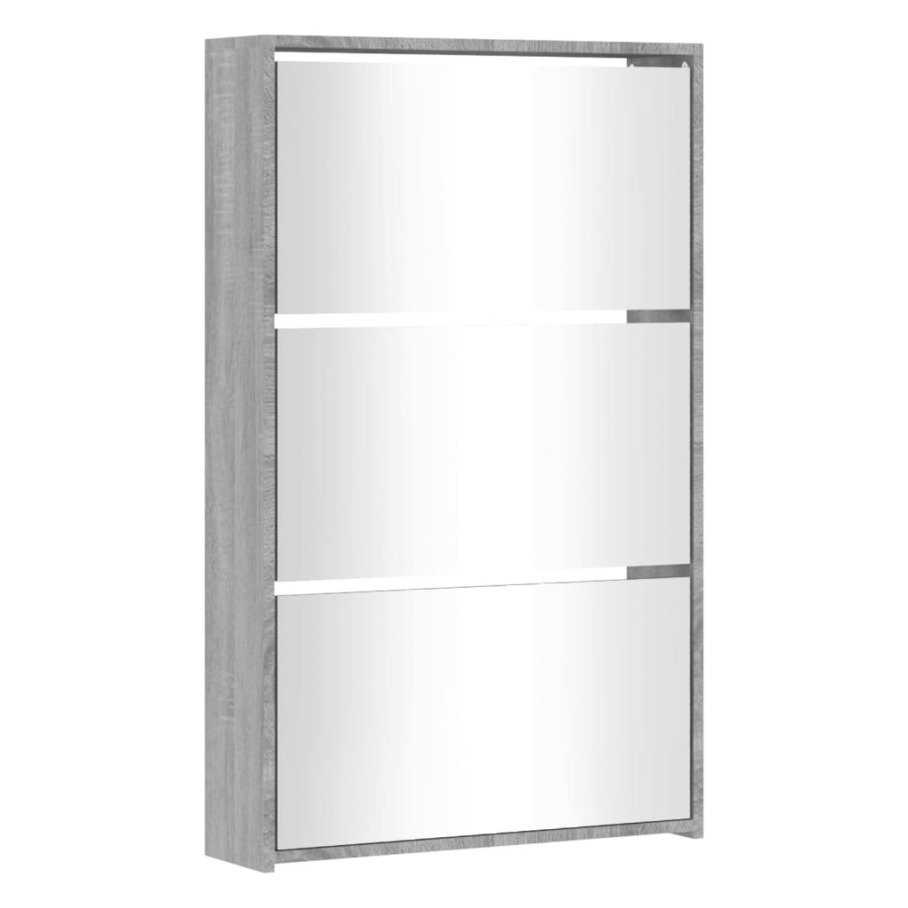 VidaXL shoe cabinet with mirror 3-layer 63x17x102.5 cm Gray Sonoma