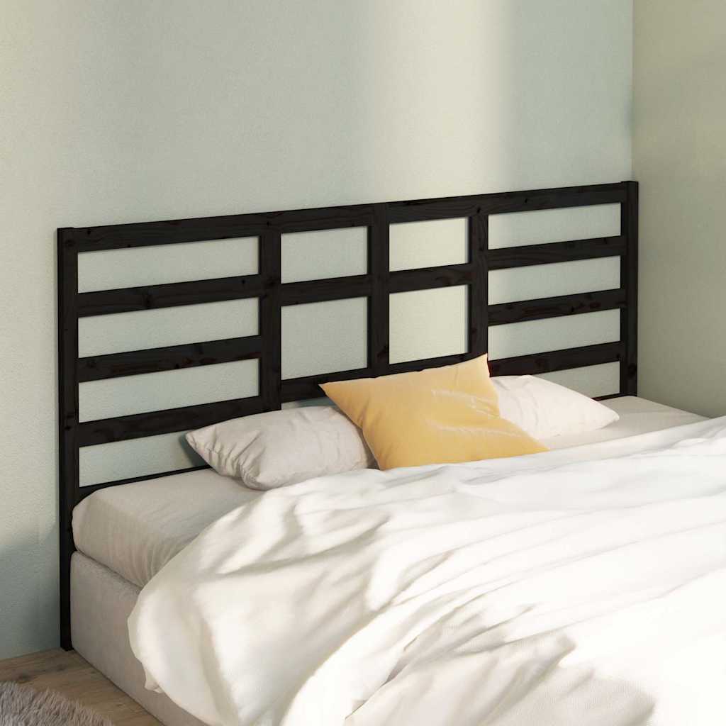 Vidaxl hoofdbord 186x4x104 cm massief grenenhout zwart