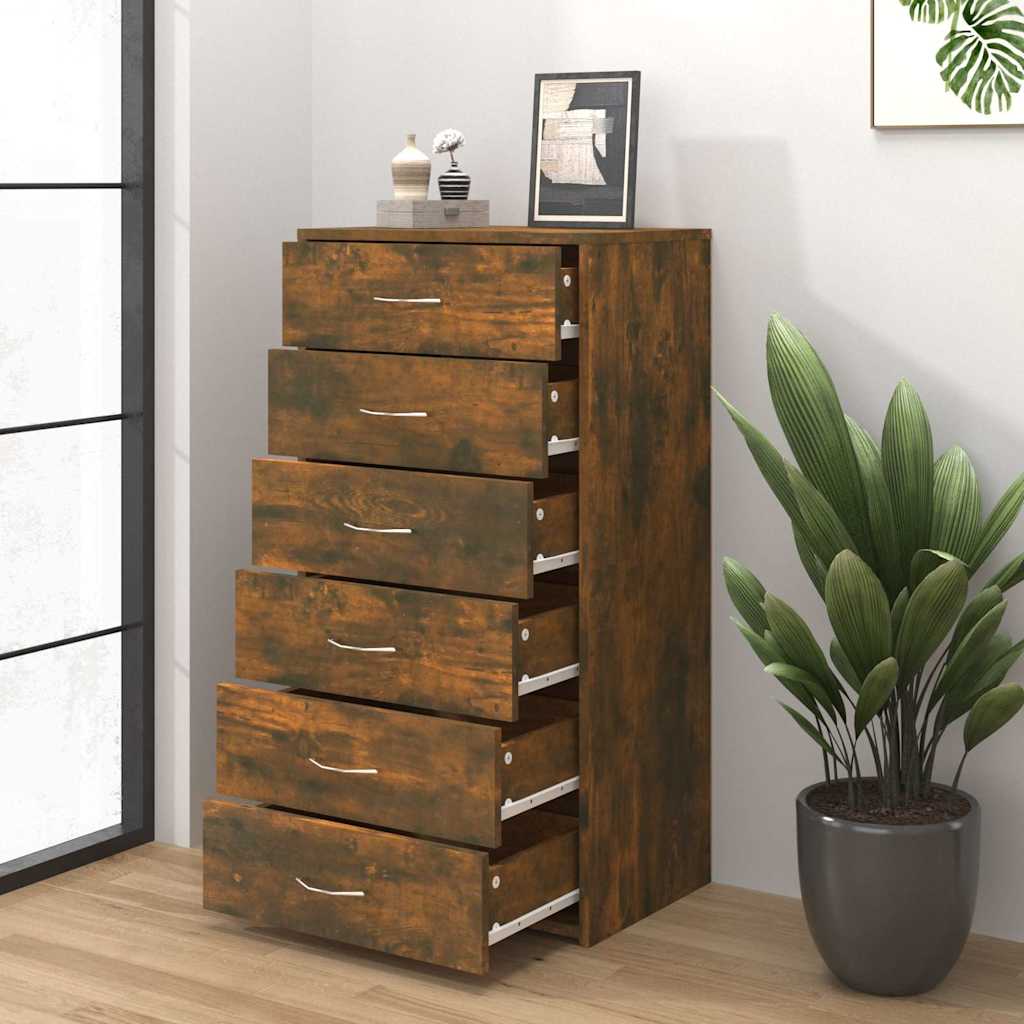 Vidaxl dressoir met 6 lades 50x34x96 cm bewerkt hout gerookt eiken