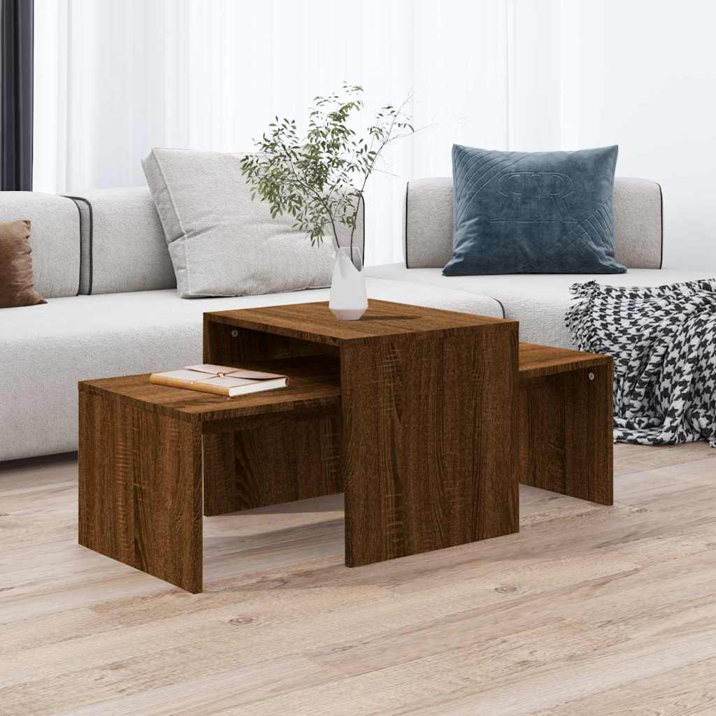 Vidaxl salontafelset 100x48x40 cm bewerkt hout bruin eikenkleur