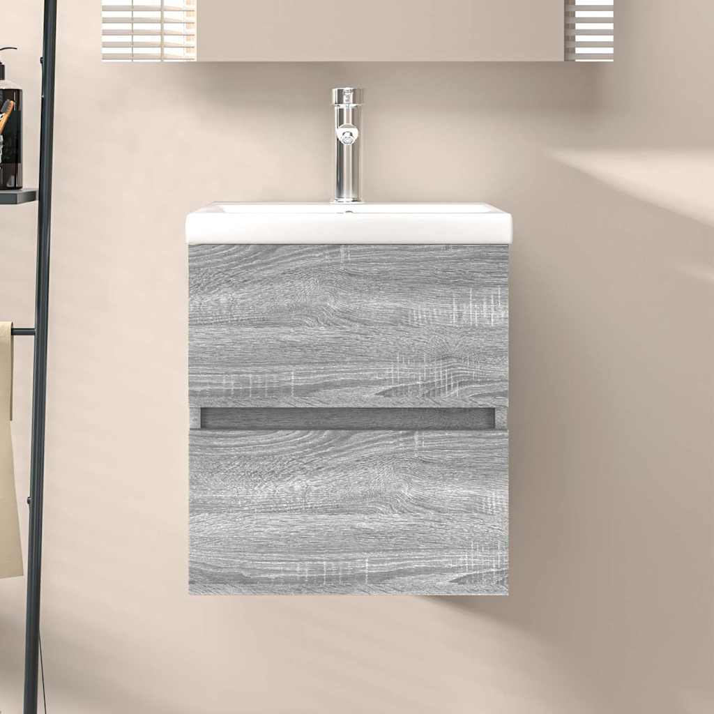 Vidaxl wastafelkast 41x38,5x45 cm bewerkt hout grijs sonoma eikenkleur