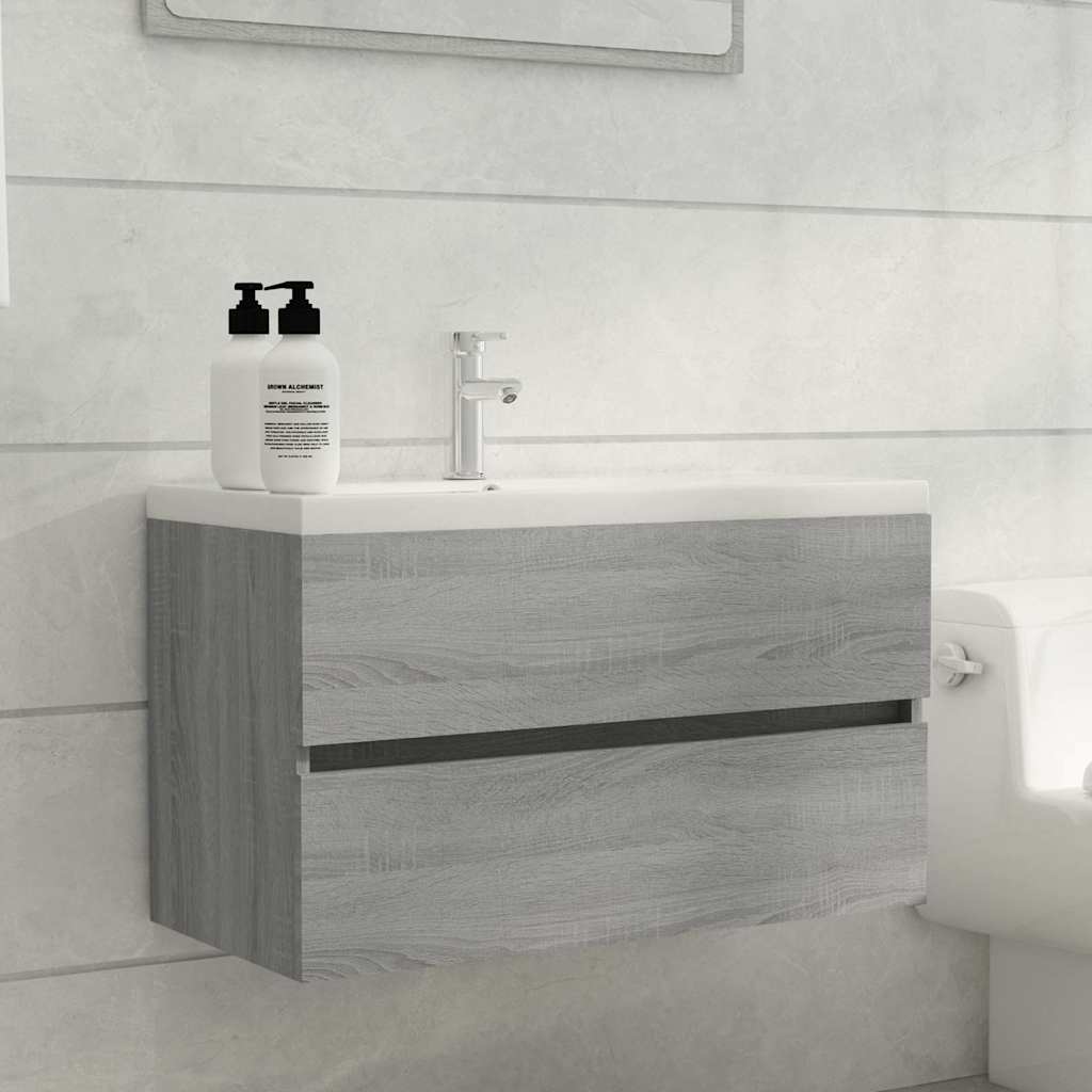 Vidaxl wastafelkast 80x38,5x45 cm bewerkt hout grijs sonoma eikenkleur