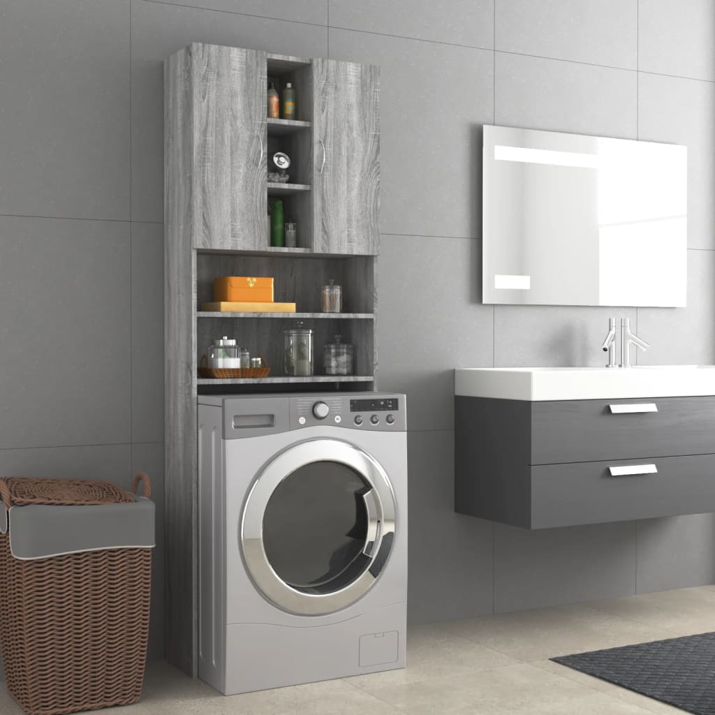 Vidaxl Washing Machine Cabinet 64x25.5x190 cm Gray Sonoma Oak colored