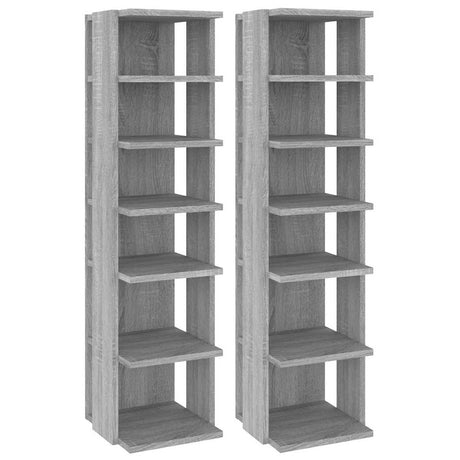 Vidaxl schoenenrekken 2 st 27,5x27x102 cm bewerkt hout grijs sonoma