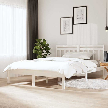 Vidaxl bedframe massief hout wit 135x190 cm