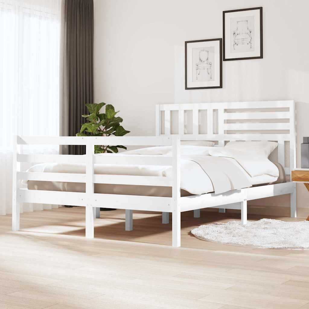 Vidaxl bedframe massief hout wit 140x190 cm