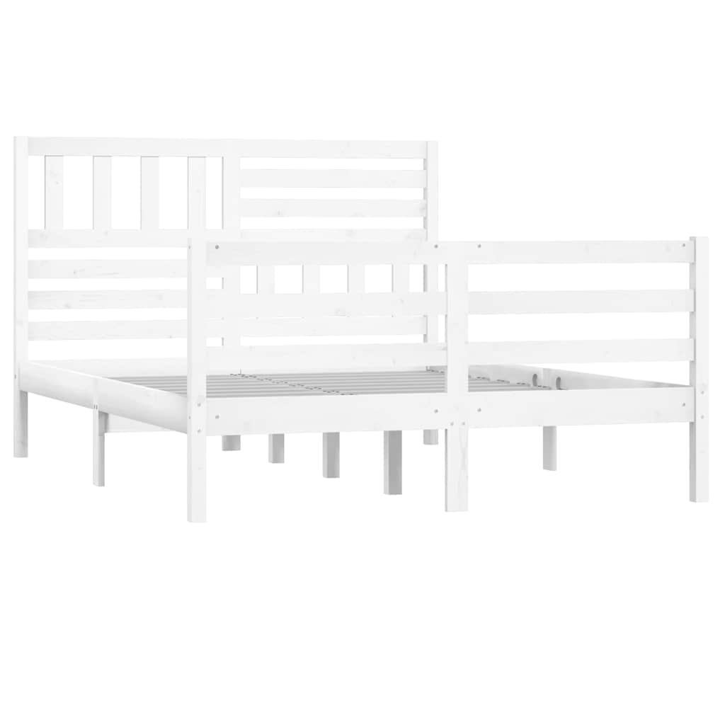 Vidaxl bedframe massief hout wit 150x200 cm