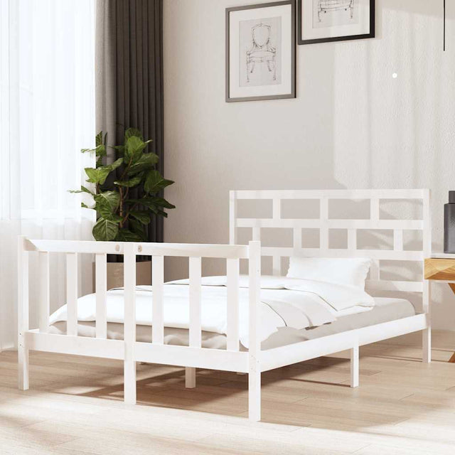 Vidaxl bedframe massief grenenhout wit 140x190 cm