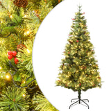 Vidaxl Chrëschtbeem mat LED a Pine Cons 225 cm pvc a pau gréng