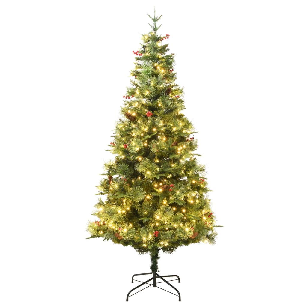 Vidaxl Christmas Tree avec des cônes LED et en pin 225 cm en PVC et Green PE