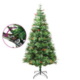 Albero di Natale Vidaxl con coni a LED e pini 225 cm PVC e PE Green