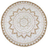 Vidaxl tapijt met print rond 180 cm gevlochten jute