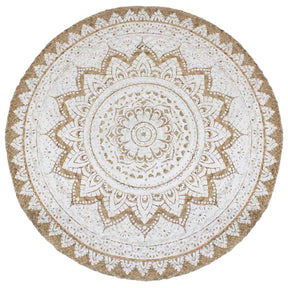 Vidaxl tapijt met print rond 210 cm gevlochten jute