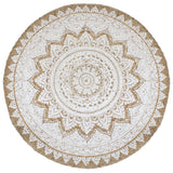 Vidaxl tapijt met print rond 240 cm gevlochten jute