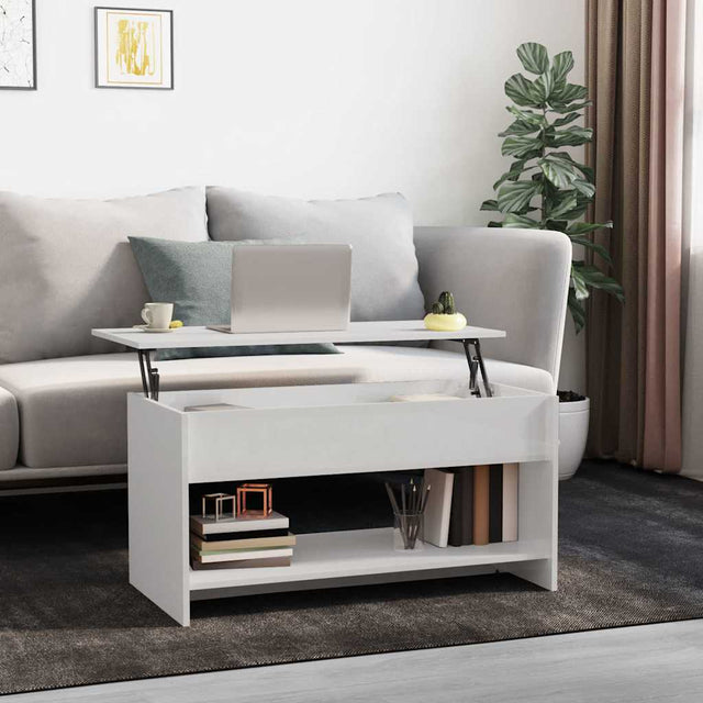 Vidaxl salontafel 102x50x52,5 cm bewerkt hout hoogglans wit