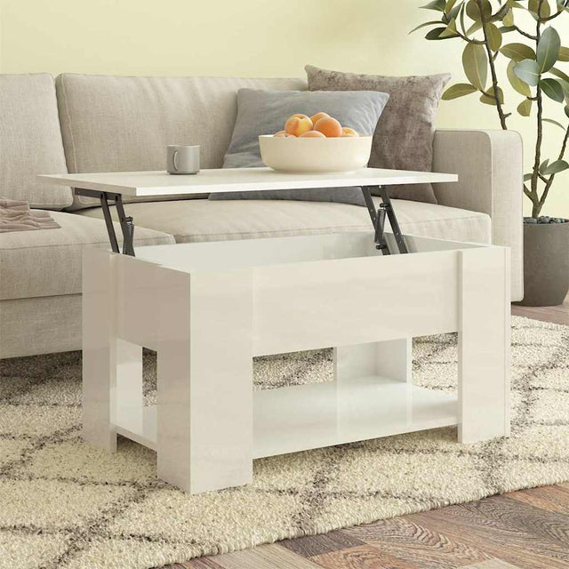 Vidaxl salontafel 79x49x41 cm bewerkt hout hoogglans wit